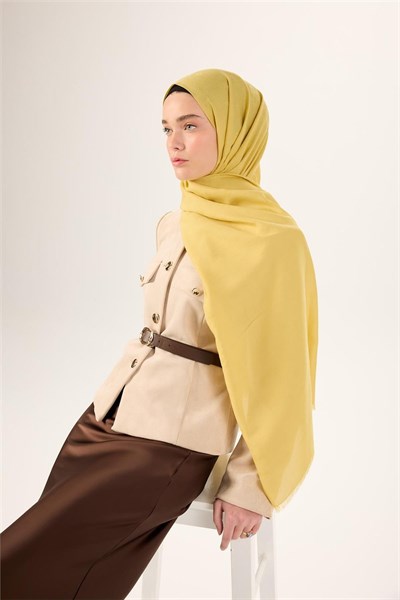Pamuk Polyester Liva Şal Sarı Dokulu Nefes Alan Doğal Yapılı 90X200