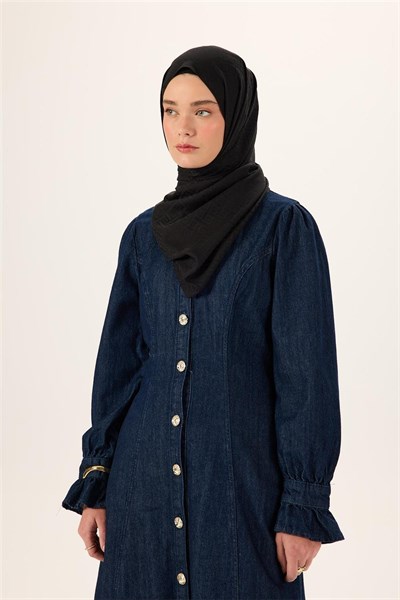 Pamuk Polyester Liva Şal Siyah Dokulu Nefes Alan Doğal Yapılı 90X200