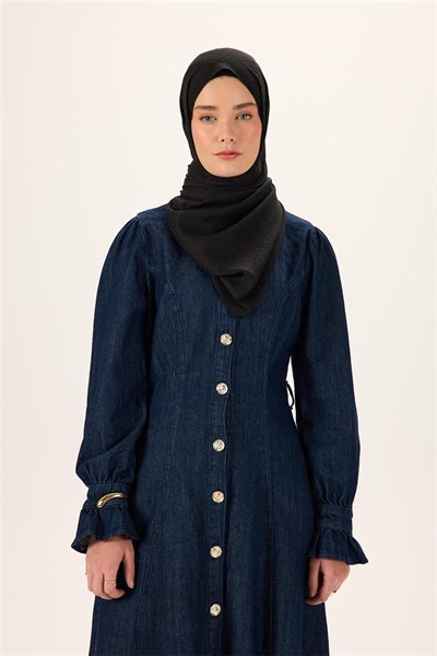 Pamuk Polyester Liva Şal Siyah Dokulu Nefes Alan Doğal Yapılı 90X200