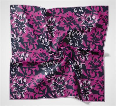 Pamuk Polyester Soft Eşarp Mavi Fuşya Büyük Papatya Desenli Tok Duruşlu 90x90