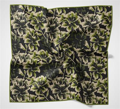 Pamuk Polyester Eşarp Siyah Büyük Papatya Desenli Soft Dokulu Kaymaz 90x90