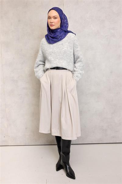 Pamuk Polyester Soft Eşarp Violet Büyük Papatya Desenli Kaymaz Dokulu 90x90