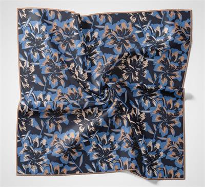 Pamuk Polyester Eşarp Koyu Lacivert Büyük Papatya Desenli Soft Dokulu Kaymaz 90x90