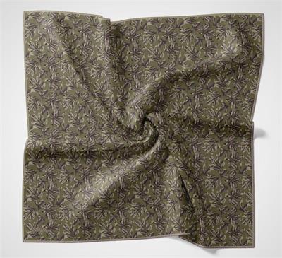 Pamuk Polyester Soft Eşarp Asker Yeşili Çiçek Desenli Kaymaz Dokulu 90x90