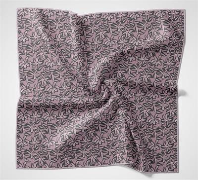 Pamuk Polyester Soft Eşarp Açık Pembe Flora Desenli Kaymaz Dokulu 90x90