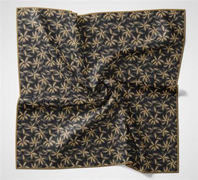 Pamuk Polyester Soft Eşarp Siyah Flora Desenli Kaymaz Dokulu 90x90