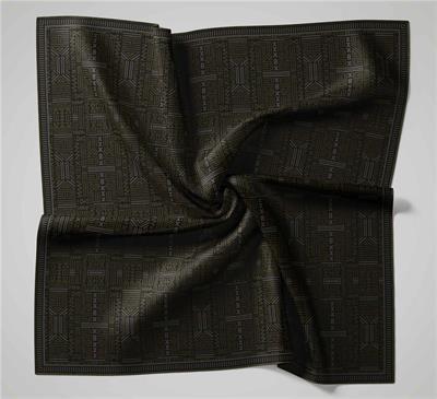 Pamuk Polyester Soft Eşarp Yağ Yeşili Geometrik Desenli Kaymaz Dokulu Tok Duruşlu 90x90