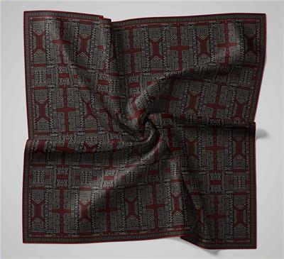 Pamuk Polyester Soft Eşarp Kömür Siyahı Geometrik Desenli Kaymaz Dokulu Tok Duruşlu 90x90
