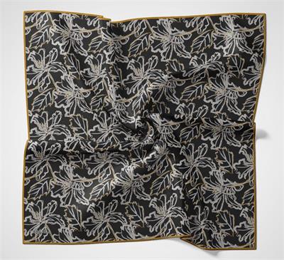 Pamuk Polyester Soft Eşarp Soluk Hardal Lilyum Desenli Tok Duruşlu 90x90