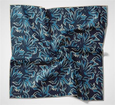 Pamuk Polyester Soft Eşarp Lacivert Soyut Desenli Tok Duruşlu 90x90