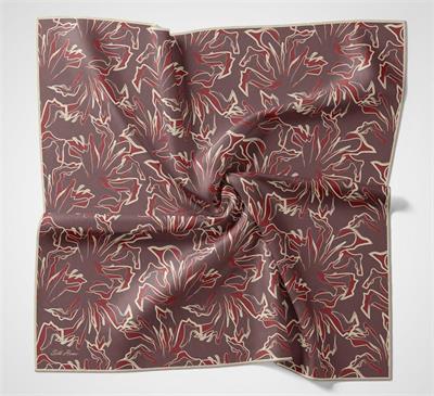 Pamuk Polyester Soft Eşarp Lila Soyut Desenli Tok Duruşlu 90x90