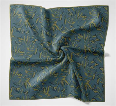 Pamuk Polyester Soft Eşarp Mavi Soyut Desenli Tok Duruşlu 90x90