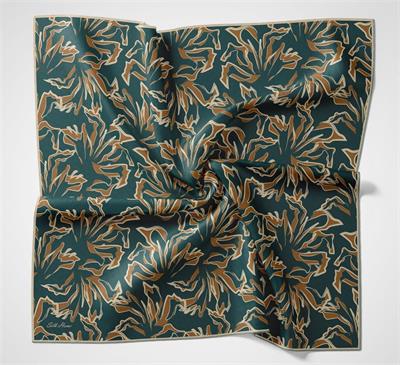 Pamuk Polyester Soft Eşarp Petrol Mavisi Soyut Desenli Tok Duruşlu 90x90