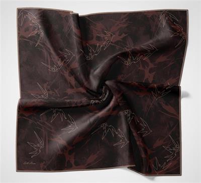 Pamuk Polyester Soft Eşarp Yaprak Desen Mürdüm 90x90