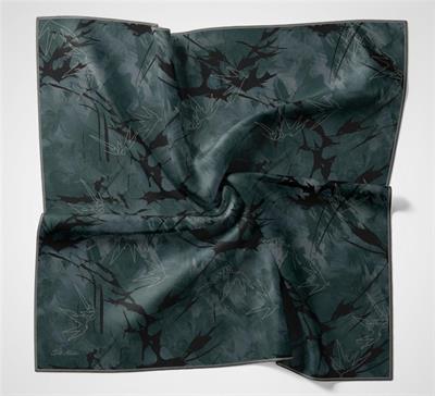 Pamuk Polyester Soft Eşarp Yaprak Desen Açık Petrol Mavisi 90x90