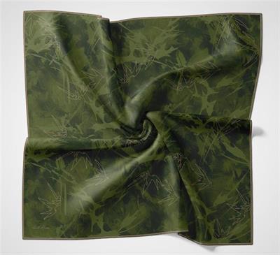 Pamuk Polyester Soft Eşarp Yaprak Desen Zümrüt Yeşili 90x90