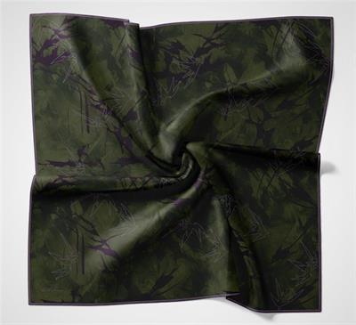 Pamuk Polyester Soft Eşarp Yaprak Desen Koyu Yeşil 90x90