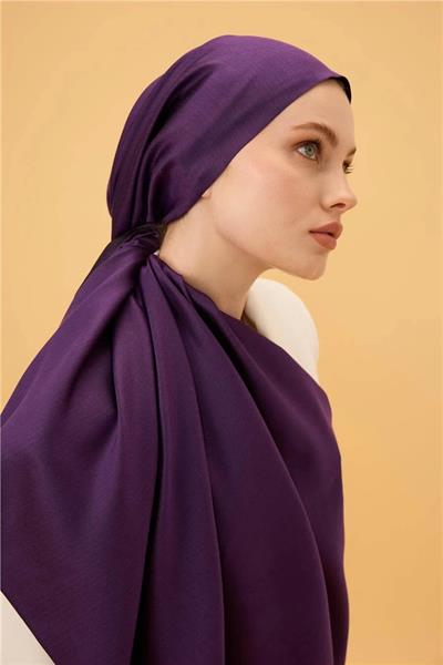 Patlıcan Mor Düz Çift Taraflı İpek Şal Modeli