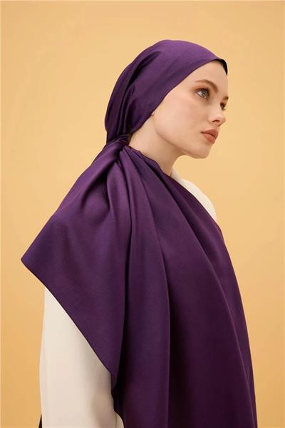 Patlıcan Mor Düz Çift Taraflı İpek Şal Modeli