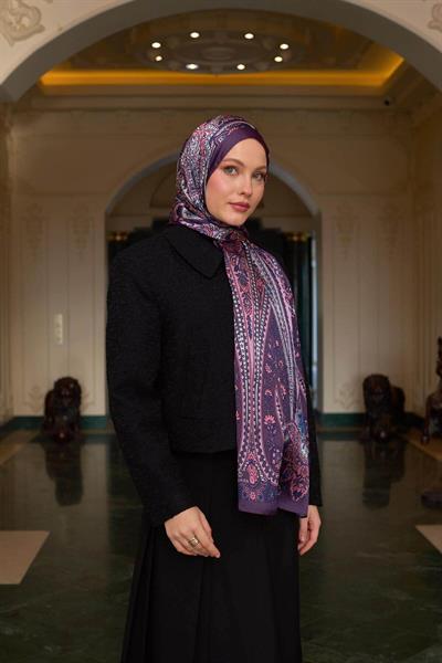 Patlıcan Mor Hint Vual Şal -  5009-15