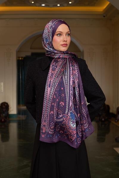 Patlıcan Mor Hint Vual Şal -  5009-15