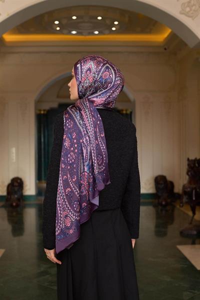 Patlıcan Mor Hint Vual Şal -  5009-15