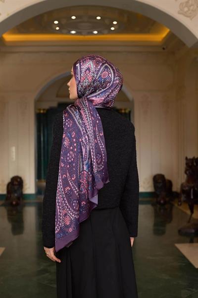 Patlıcan Mor Hint Vual Şal - 5009-15