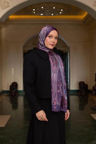 Patlıcan Mor Hint Vual Şal - 5009-15