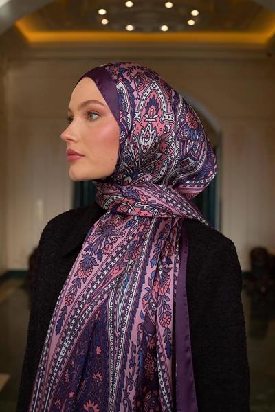 Patlıcan Mor Hint Vual Şal - 5009-15