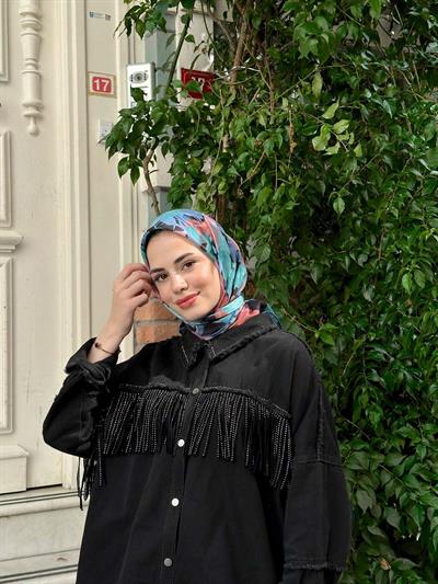 Pera Soft Eşarp Siyah Mavi 1148-17