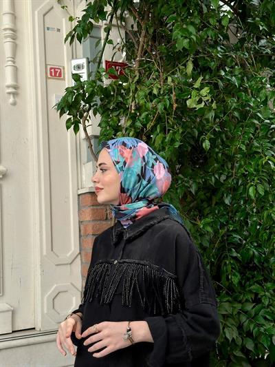 Pera Soft Eşarp Siyah Mavi 1148-17