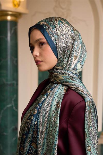 Petrol Yeşili Hint Vual Şal -  5009-26