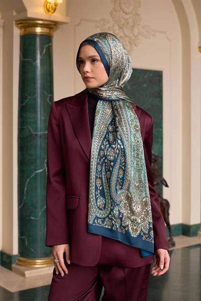 Petrol Yeşili Hint Vual Şal - 5009-26