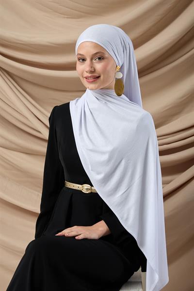 Premium Penye Şal 65002-02 Beyaz