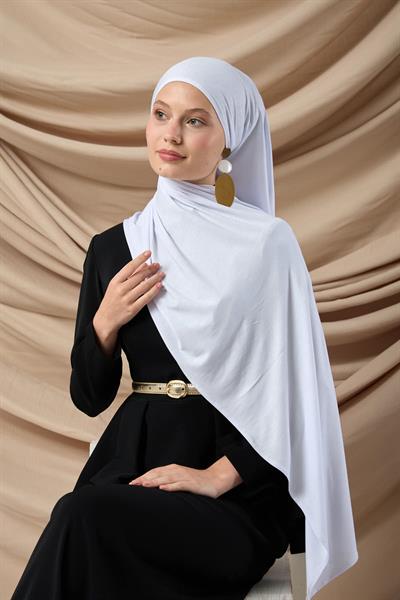Premium Penye Şal 65002-02 Beyaz