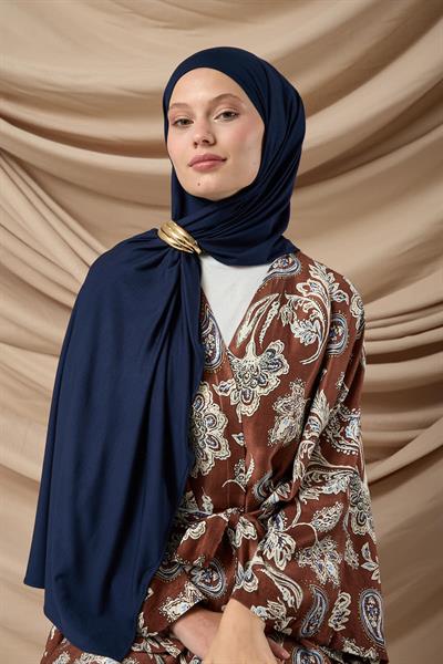 Premium Penye Şal 65002-03 Lacivert