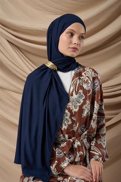 Premium Penye Şal 65002-03 Lacivert