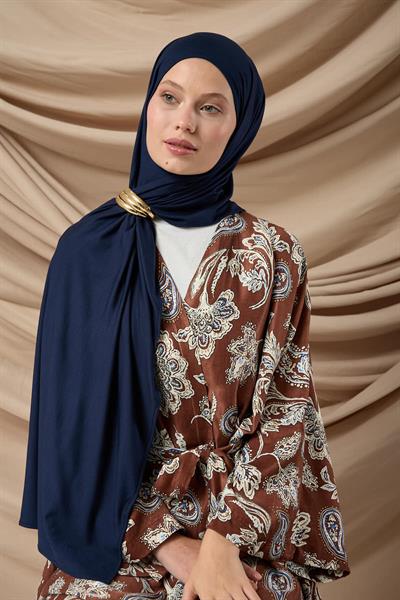 Premium Penye Şal 65002-03 Lacivert