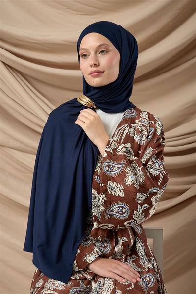 Premium Penye Şal 65002-03 Lacivert