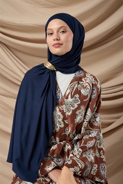 Premium Penye Şal 65002-03 Lacivert
