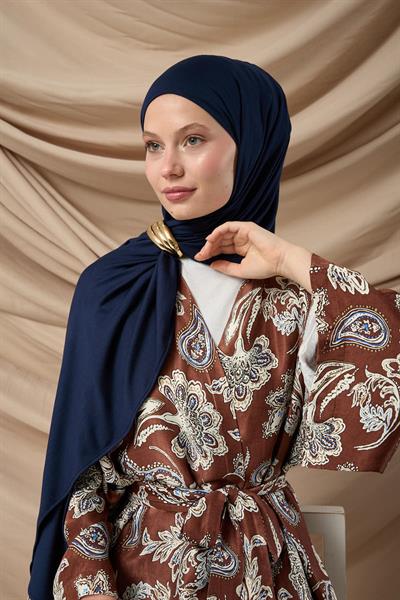 Premium Penye Şal 65002-03 Lacivert