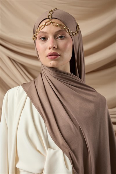 Premium Penye Şal 65002-09 Koyu Vizon