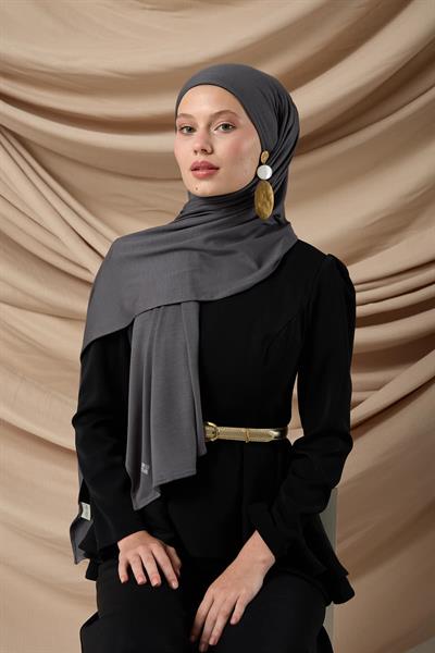 Premium Penye Şal 65002-27 Koyu Gri
