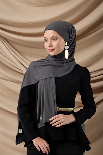Premium Penye Şal 65002-27 Koyu Gri