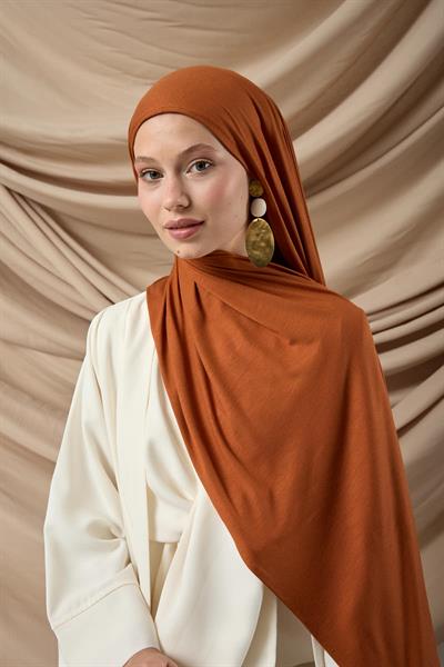 Premium Penye Şal 65002-32 Kiremit