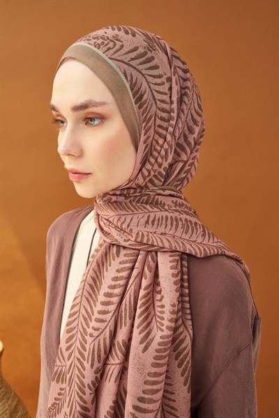 Riva Şal Tencel Boston Fern Pudra Vizon