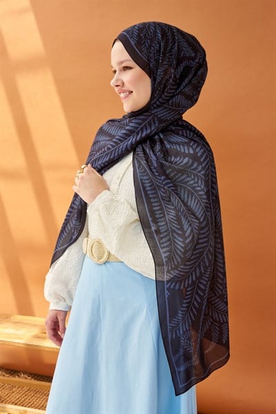 Riva Şal Tencel Boston Fern Siyah