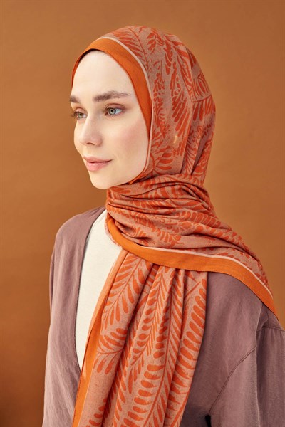Riva Şal Tencel Boston Fern Turuncu
