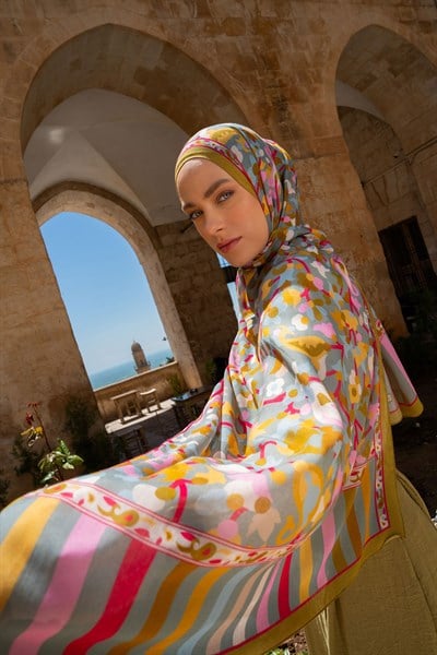 Riva Şal Tencel Botanical Floral Yağ Yeşili