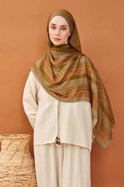 Riva Şal Tencel Ethnic Way Yeşil